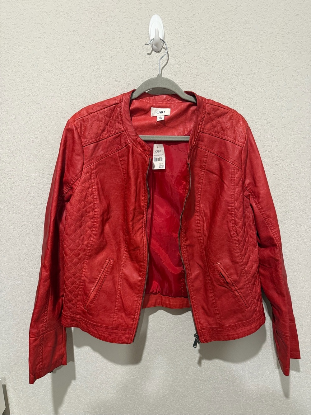 Cato Red Faux Leather Zip-Front Jacket